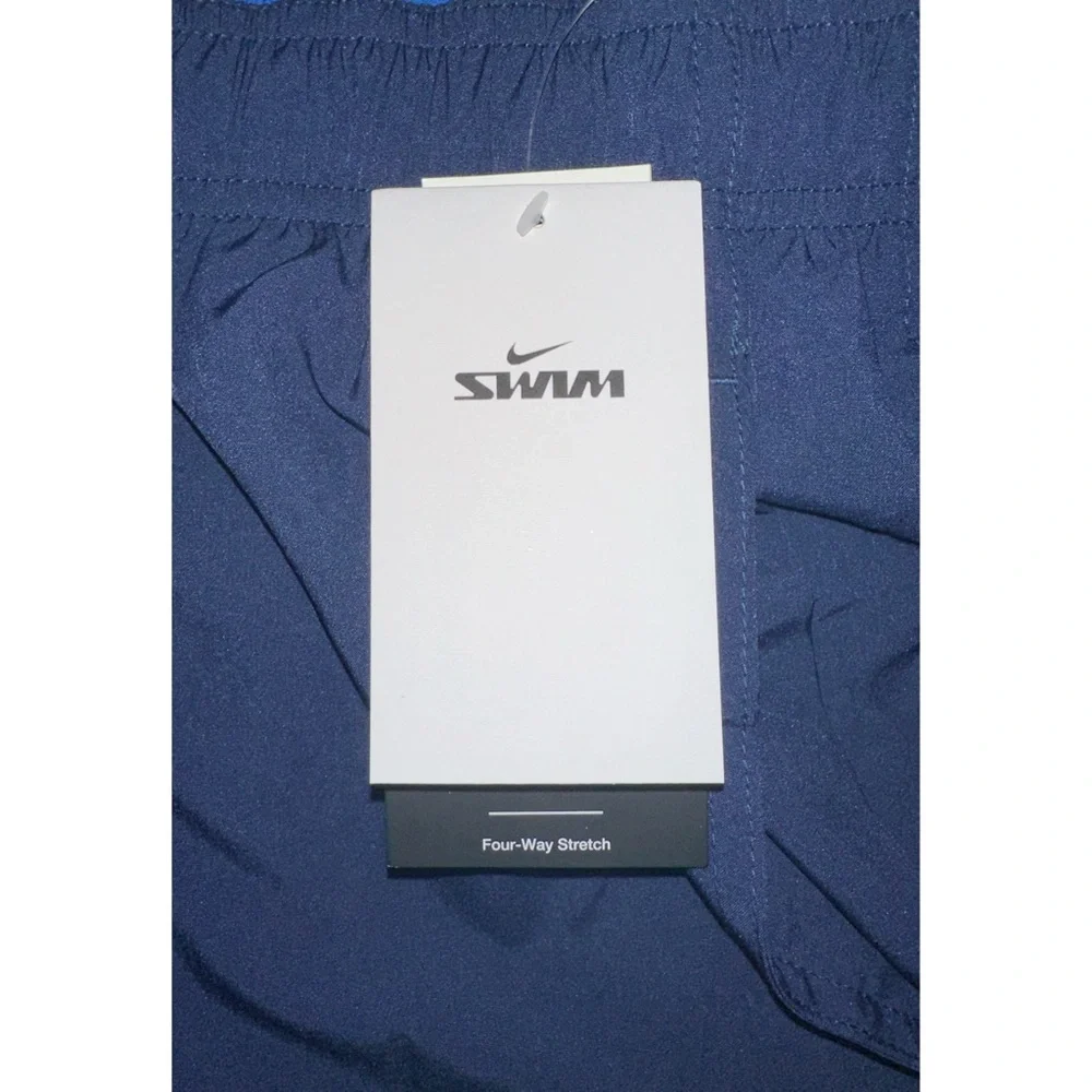 NWT Nike Men's Swim Trunks 4XLT Contend Water-Repellent Colorblocked Navy Blue - Picture 10 of 13